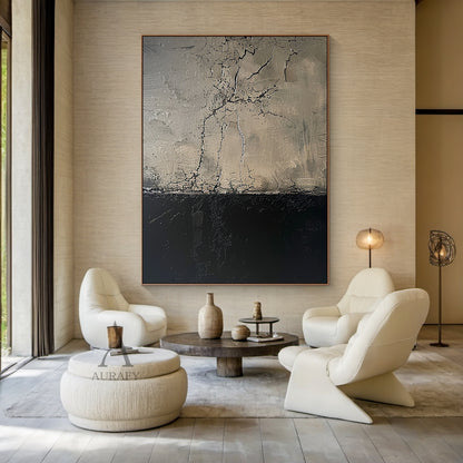 Abstract Brown Black Art Cracked Tactile Surface Impasto Abstract Expressionist Decor Piece AURA446