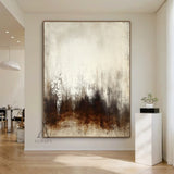 Abstract Beige Brown Art Tactile Vertical Stroke Wabi-Sabi Distressed Finish Modern Organic Wall Decor AURA606