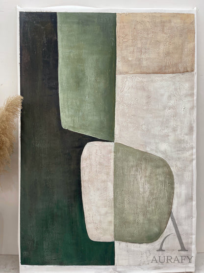 General Abstract Green Beige Wall Art for Home Decor AURA285