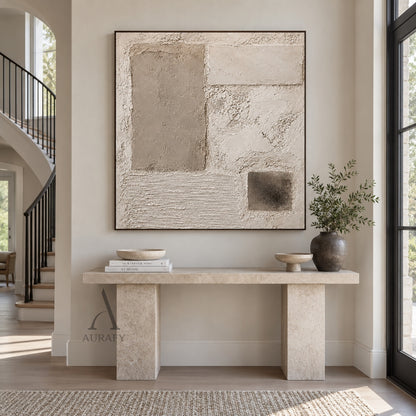 Plaster Rhythm, Beige Ridged and Cracked 3D Wall Art AURA867