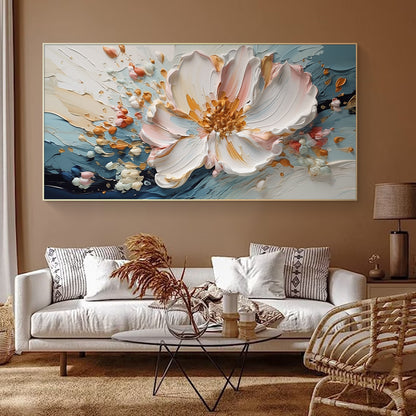 Blooming Calm-Blue & White 3D Textured-AURA062