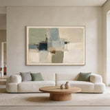 Plaster Textured Abstract Painting Japandi Beige Green Knife Painted Minimalist Luxe Wall Decor AURA752