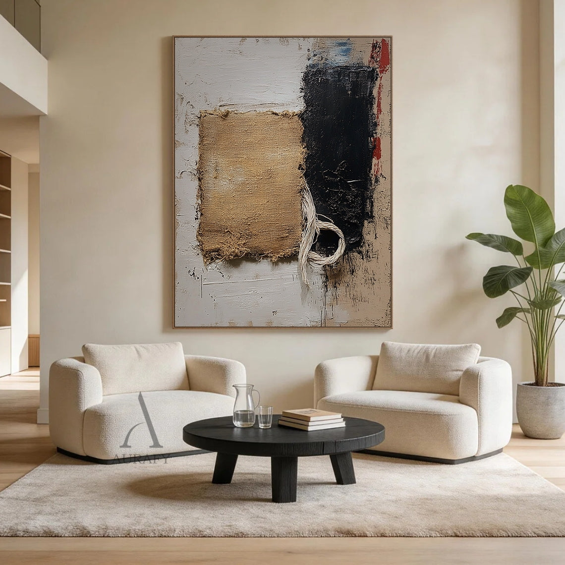 Minimalist Black Wall Art High-Relief Layered Curves Tactile Surface Modern Minimalist Piece AURA428