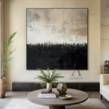 General Abstract Art White Beige Black Scratch Mottled Texture Paint Drips Modern Organic AURA482
