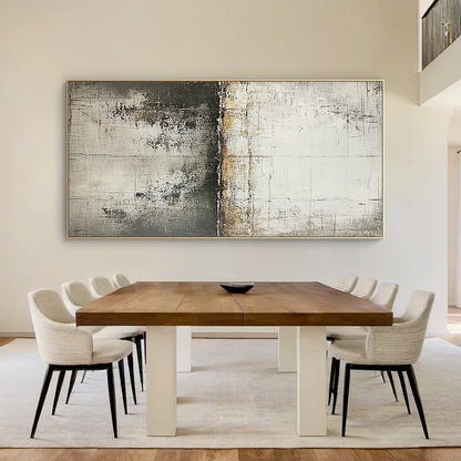 Wabi Sabi Abstract Wall Art Gray Black Layered Weathered Peeling Tactile Surface AURA588
