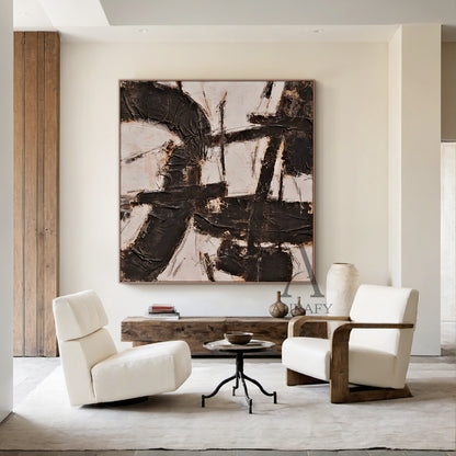 Black Abstract Canvas Wall Art Modern Living Room Decor Accent AURA238