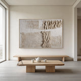 Soft Fold, Beige Brown Mesh and Plaster Textured Painting AURA857