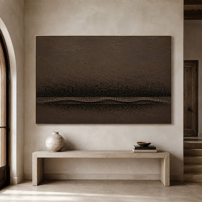 Wabi-Sabi Brown Plaster Textured Painting Japandi Minimalist Luxe Sculpted Canvas Tactile Abstract Wall Art AURA766