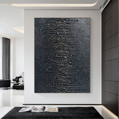 Modern 3D Textured Black Wall Painting for Living Room Bedroom AURA232