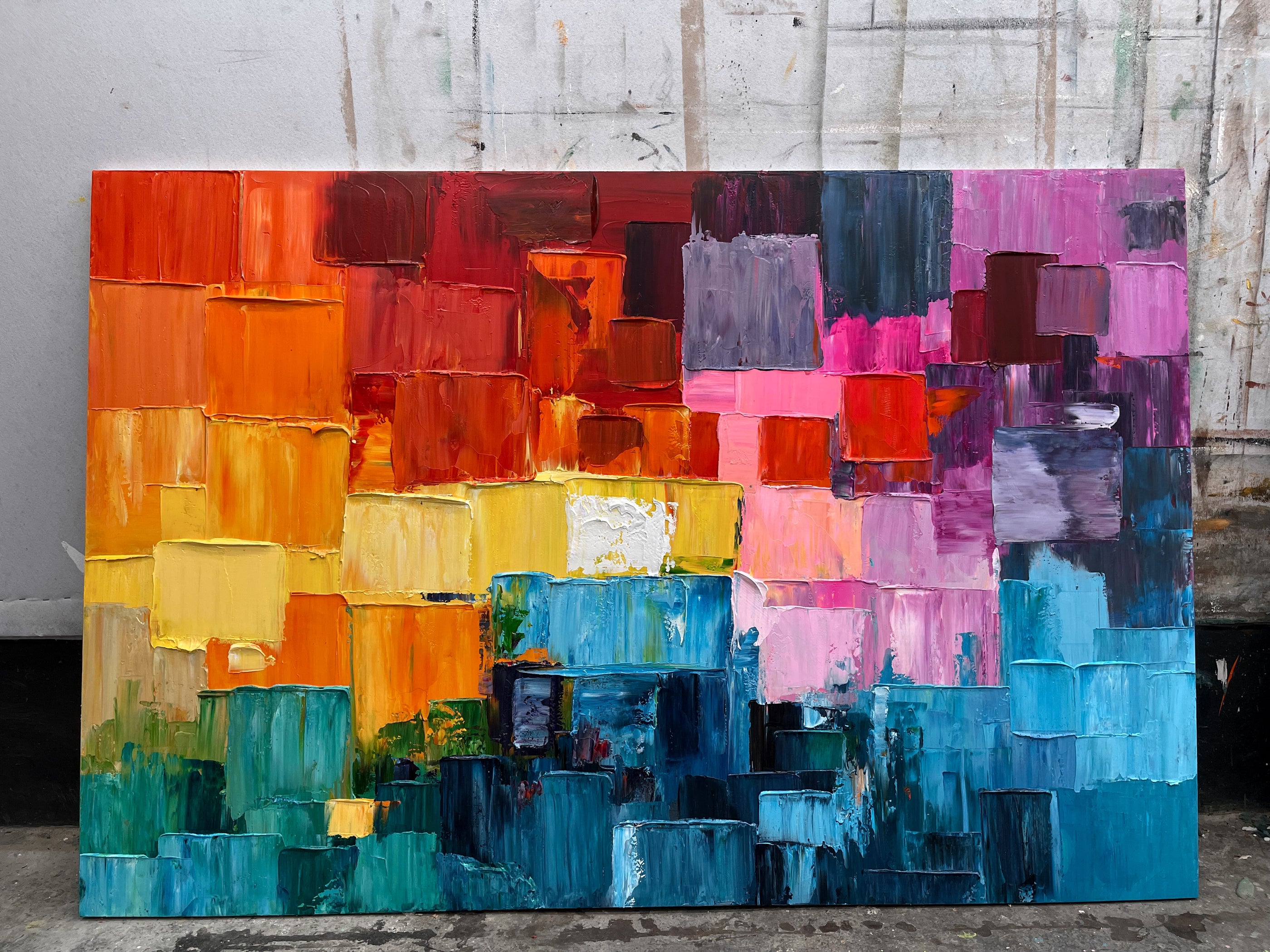 Chromatic Mosaic-Multicolor Abstract Field-AURA159