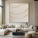 Minimalist Beige Plaster Textured Wall Art Wabi-Sabi Sculpted Knife Stroke Japandi Tactile Canvas Home Decor AURA544