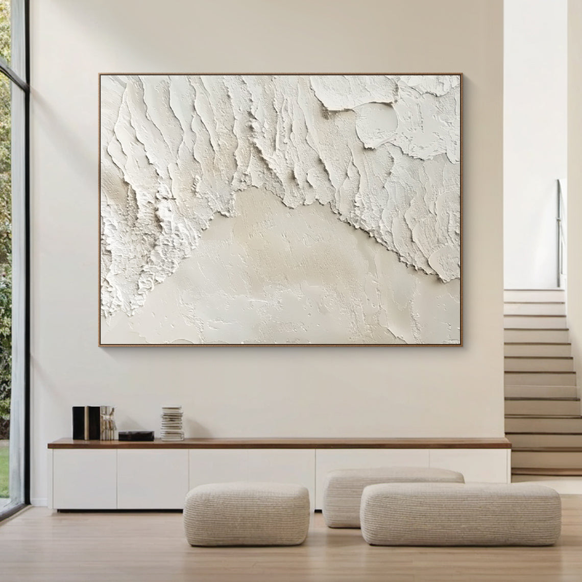 Peeling Plaster Canvas – Off-White & Cream Tones – AURA009(Horizontal)