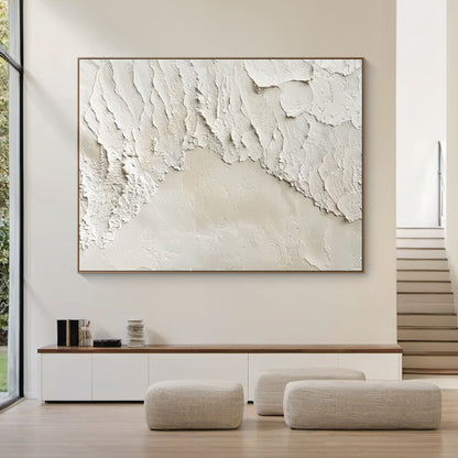 Peeling Plaster Canvas – Off-White & Cream Tones – AURA009(Horizontal)