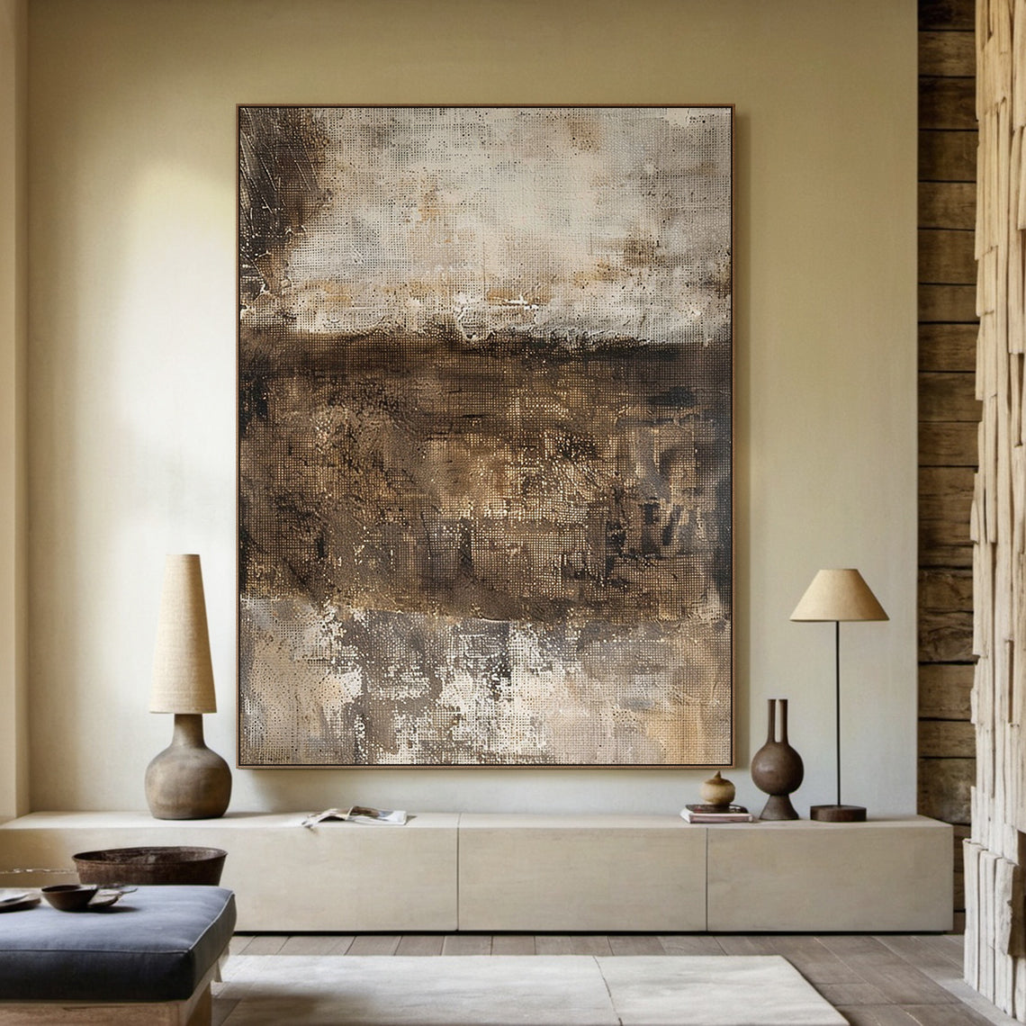 Earth Veil- Brown Wabi-Sabi Abstract Field- AURA150