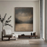 Stillwater, Brown Foggy Lake Canvas Wall Art AURA877
