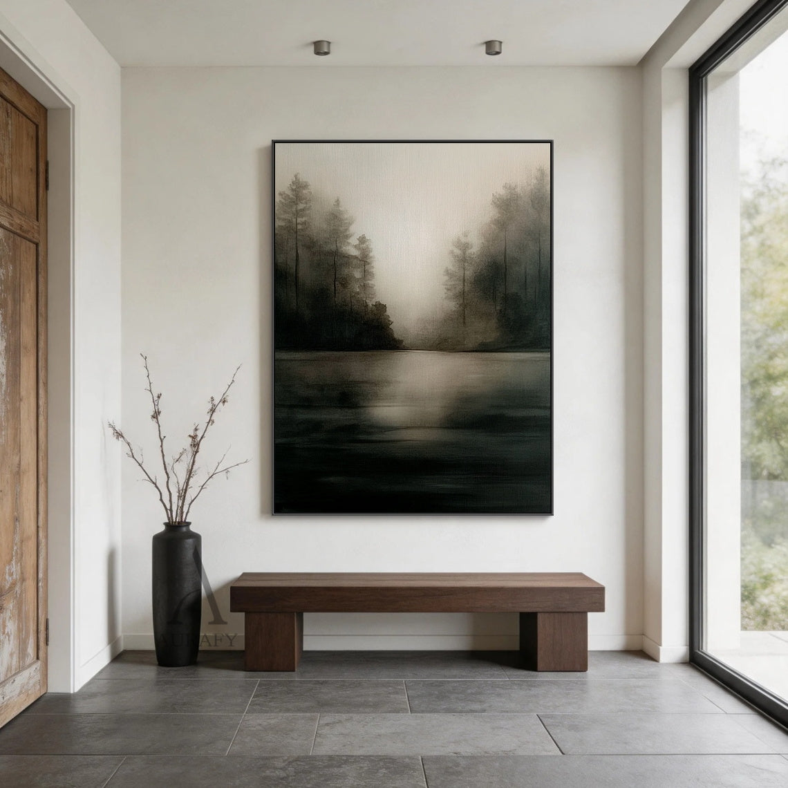 Modern Black Beige Landscape Nature Scene Wall Art Home Decor AURA411