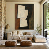 Beige Angular Abstract Forms on a Smoky Brown Ground - AURA841