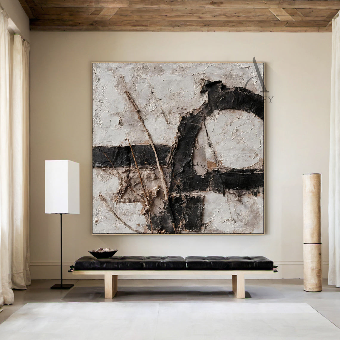 Black Abstract Wall Art Decor for Modern Home Office Spaces AURA234