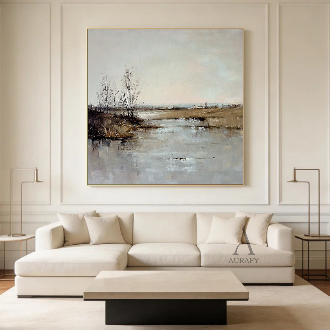 General Abstract Brown Beige Modern Wall Art for Home Decor AURA369