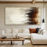 Abstract Beige Brown Art Tactile Vertical Stroke Wabi-Sabi Distressed Finish Modern Organic Wall Decor AURA606