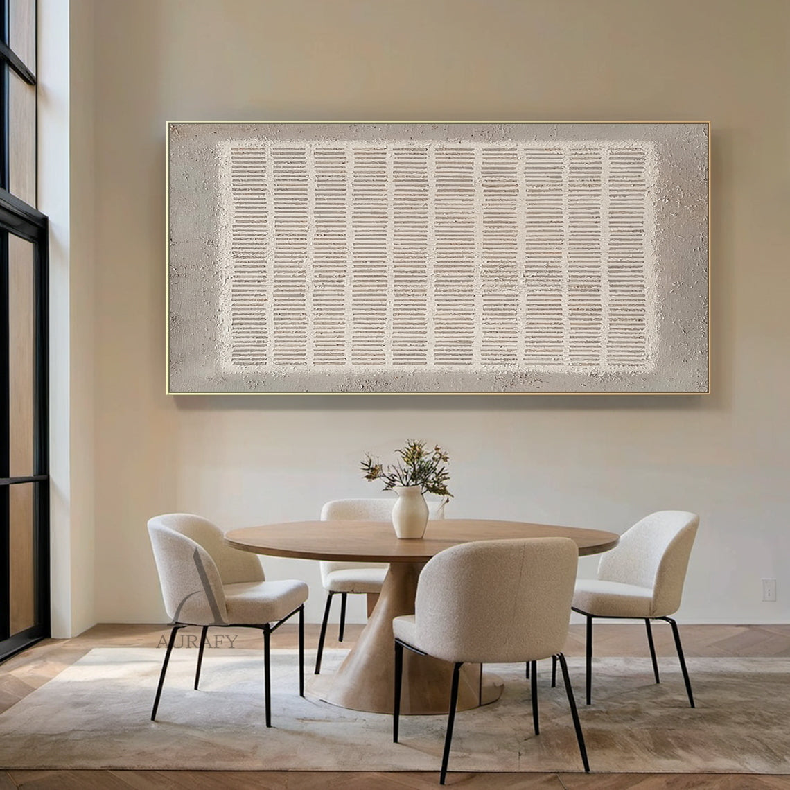 Gray Abstract Art Modern Organic Tactile Surface Rough-Edged Handcrafted Minimalist Grid Neutral Tone AURA600