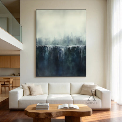 General Abstract Beige Blue Wall Art for Modern Home Decor AURA348