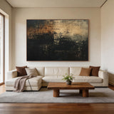 Fault Line, Brown and Black Split-Field Textured Painting AURA873