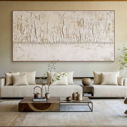 Beige Abstract Wabi-Sabi Wall Art Cracked Plaster Texture Tactile Surface Modern Organic AURA445