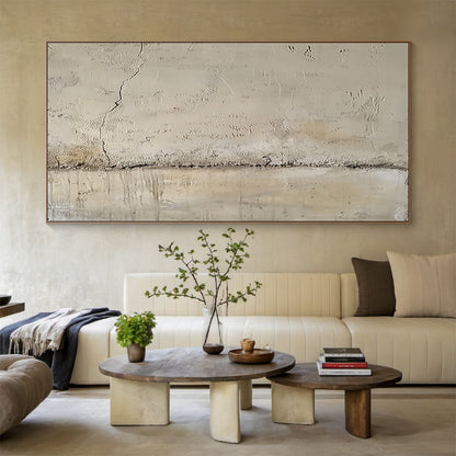 Wabi Sabi Beige Plaster Textured Wall Art with Cracked Mottled Tactile Surface AURA582