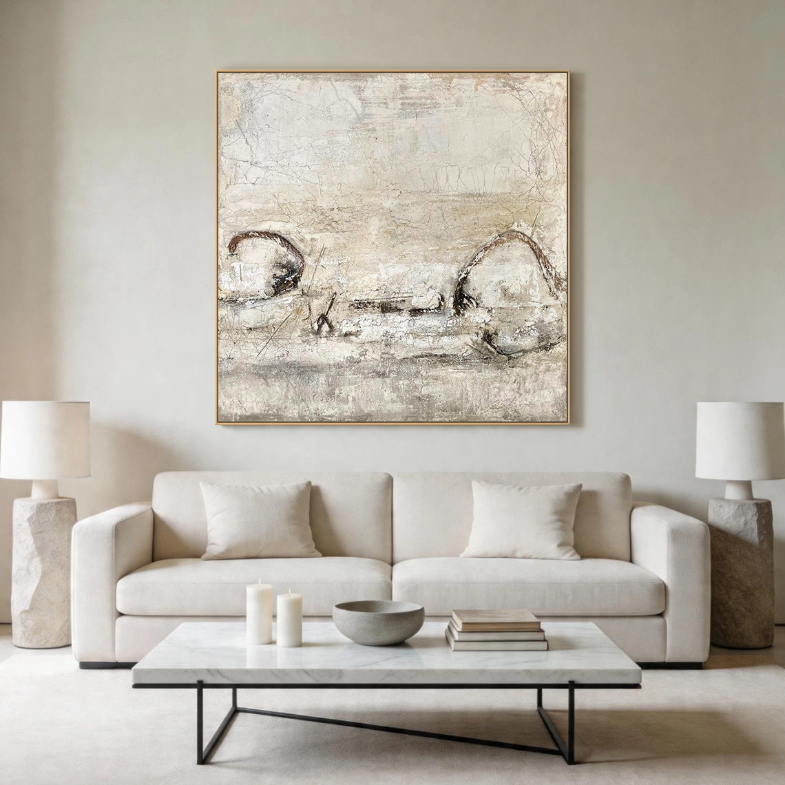 WABI SABI Beige Minimalist Decorative Vase for Living Room AURA413