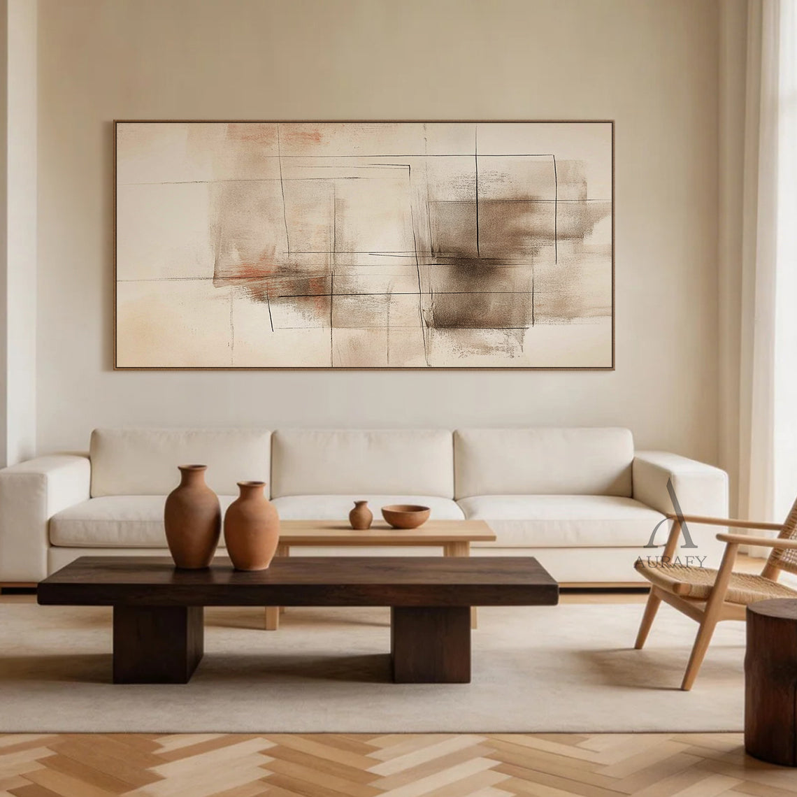 Beige General Abstract Wall Art for Home Living Room Decor AURA376