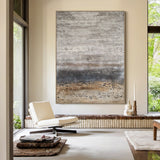 Weathered Horizon-Beige & Brown Wabi-Sabi Art-AURA074