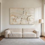 Quiet Layers, Warm Beige Sculpted Plaster Wall Art AURA862