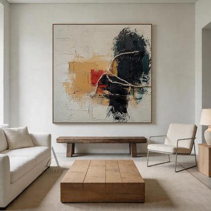 Minimalist Wall Art Brown High-Relief Plaster Tactile Surface Sculpted Geometric Lines Minimalist Luxe Decor AURA432