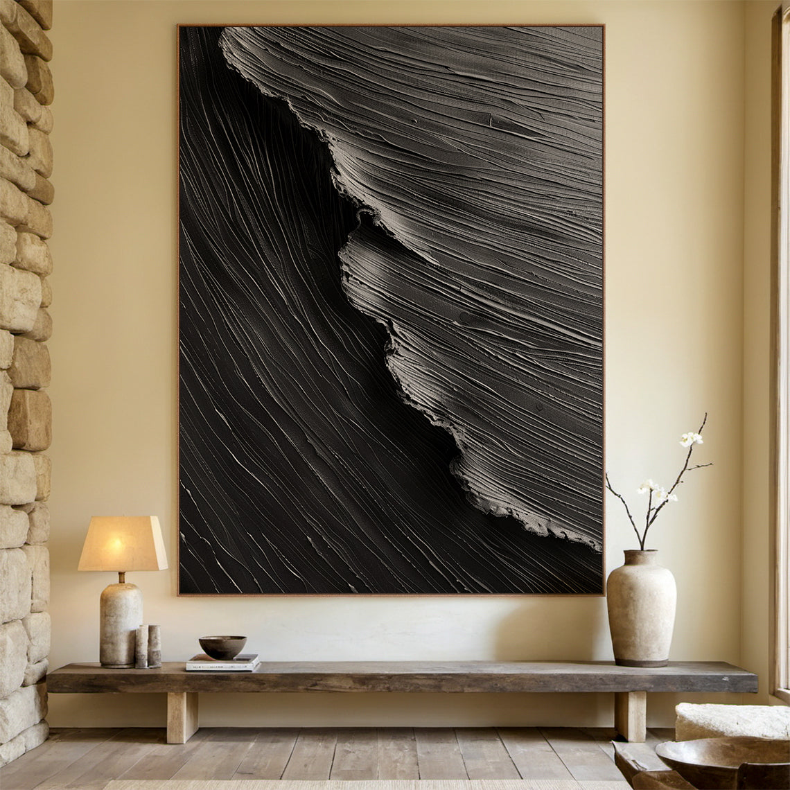 Midnight Tides-Black 3D Textured-AURA057