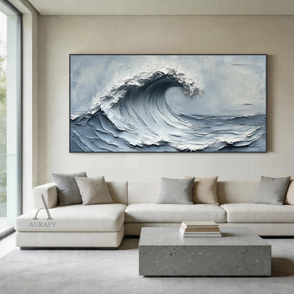 Gray Blue 3D Textured Painting Modern Home Living Room Decor AURA396