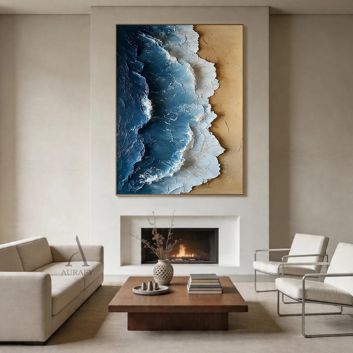 Modern Blue Yellow 3D Textured Painting Home Wall Art Decor AURA397