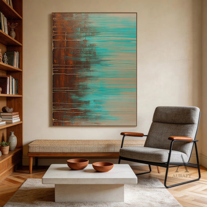 General Abstract Brown Green Modern Wall Art Home Decor AURA352