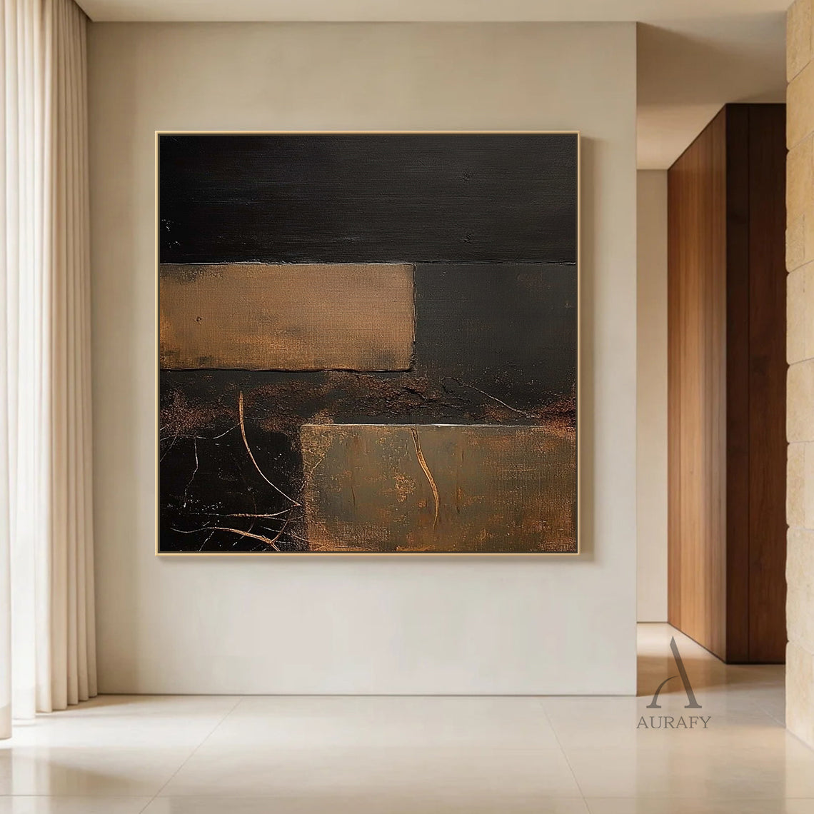 General Abstract Black Brown Wall Art Modern Home Decor Piece AURA389