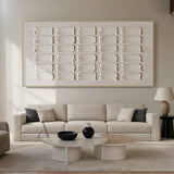 Beige Abstract Art Handcrafted Tactile Surface Rough Edge Modern Organic Minimalist Canvas AURA603