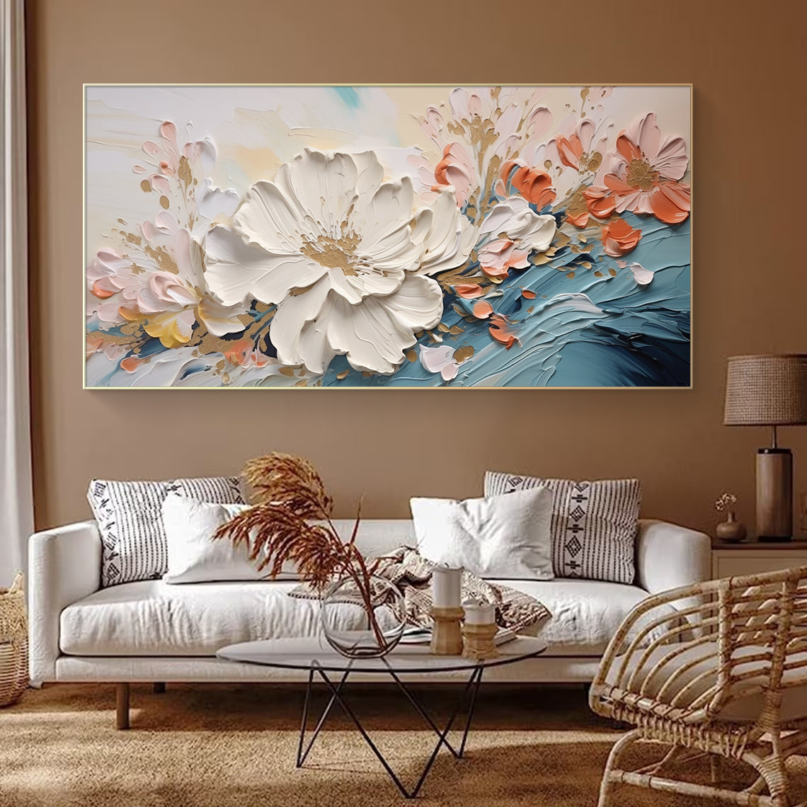 Petal Flow-Blue & Beige 3D Textured-AURA063