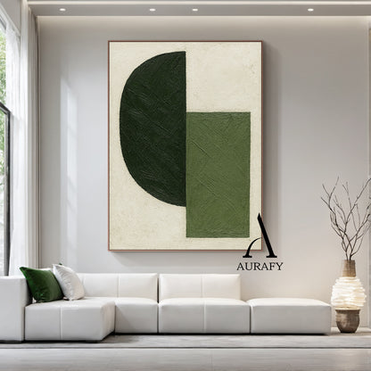 Minimalist Wall Art Green Beige Brushstroke Textured Modern Organic Abstract Geometric Art AURA546