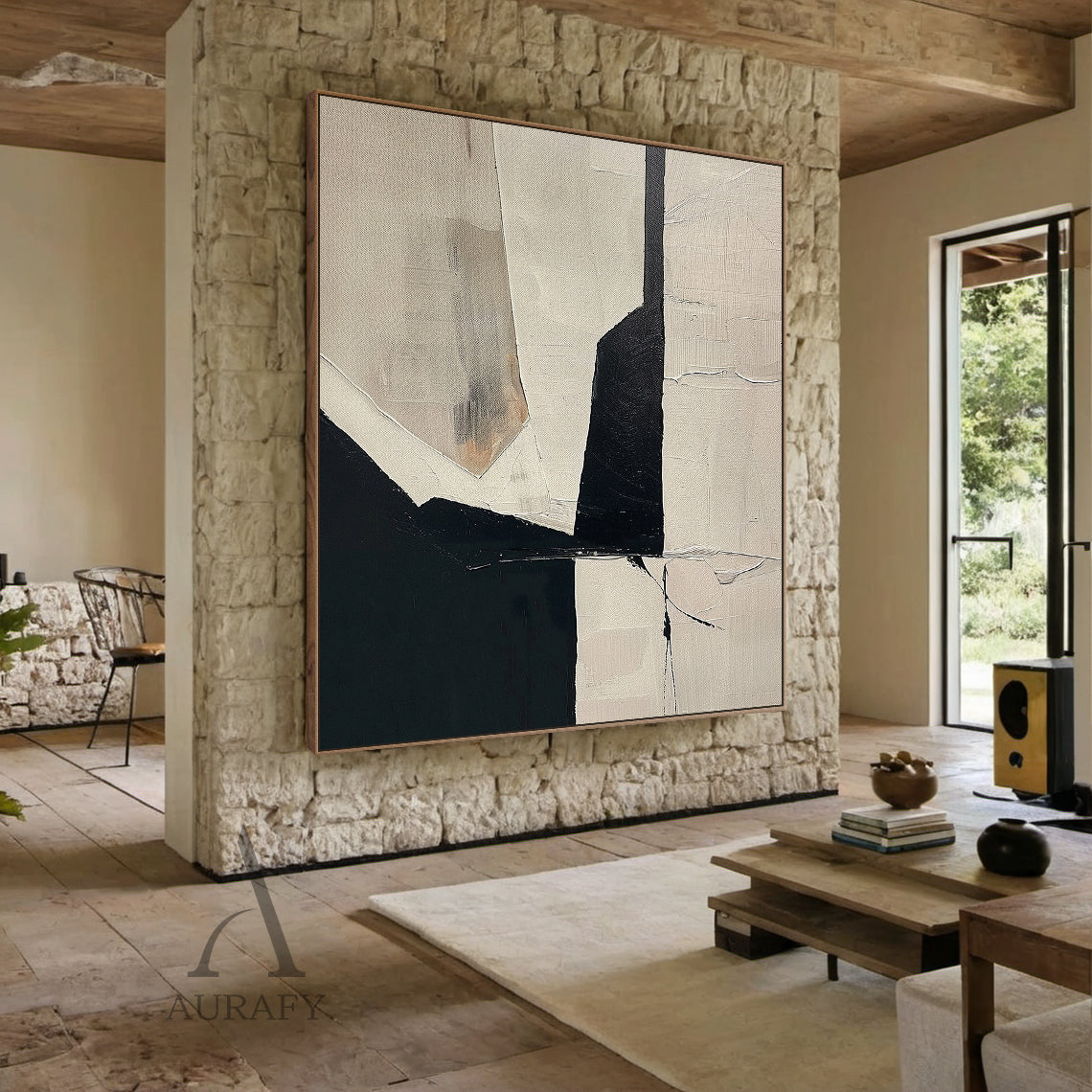 Beige and Black General Abstract Wall Art for Home Decor AURA296