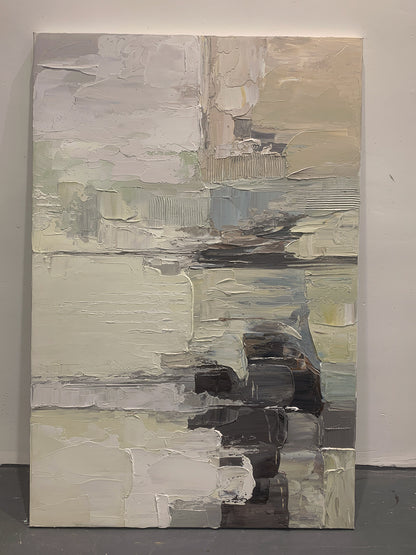 Neutral Textured Gray Abstract Wall Art for Modern Living Room - AURA178