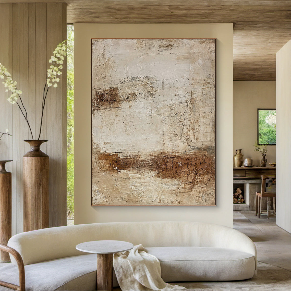 Earthbound Silence-Beige & Brown Wabi-Sabi Art-AURA073