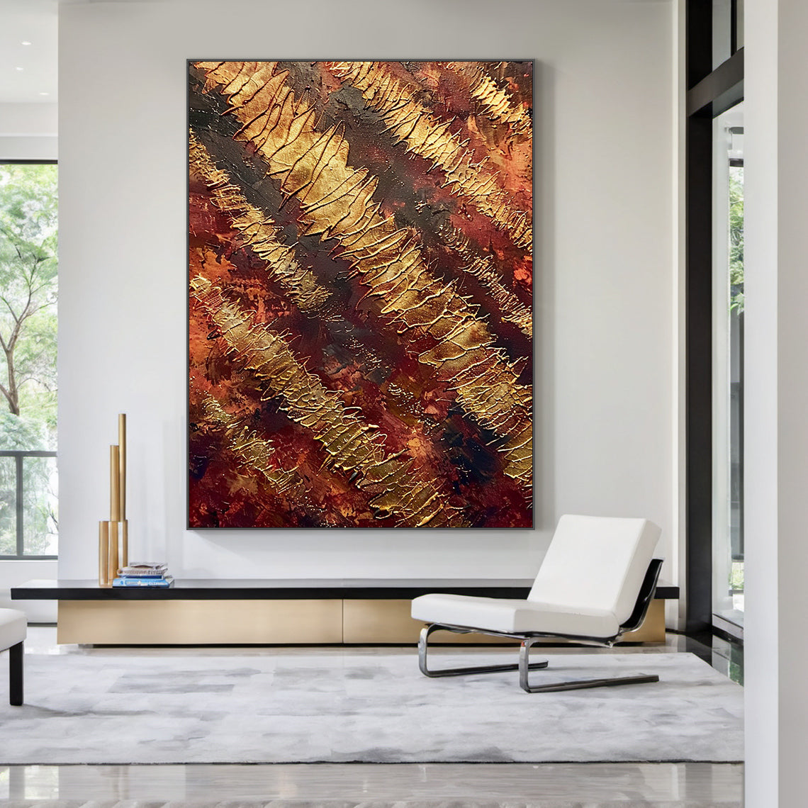 Red 3D Textured Wall Painting for Living Room Bedroom Decor AURA233