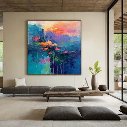 Abstract Floral Art Impasto Thick Brushstrokes Tactile Surface Colorful Vibrant Expressionist Painting AURA420