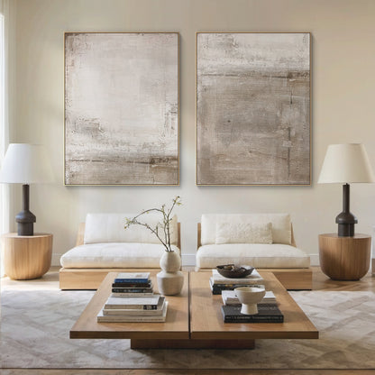 Urban Patina Canvas – Off-White & Warm Taupe Tones – AURA025