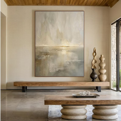 Quiet Horizon-Beige Abstract Field-AURA105