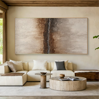 Wabi Sabi Abstract Wall Art Plaster Textured Beige Brown Tactile Cracked Decor AURA581